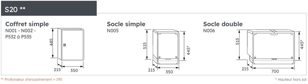 SOCLE SIMPLE S20 IVOIRE AVEC INSERTS SIGLE ECLAIR 6980035 *