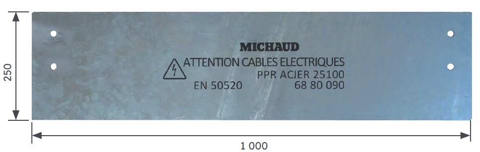 PLAQUE DE PROTECTION PPR ELEC ACIER 25*100 + BOULON 6880090 *