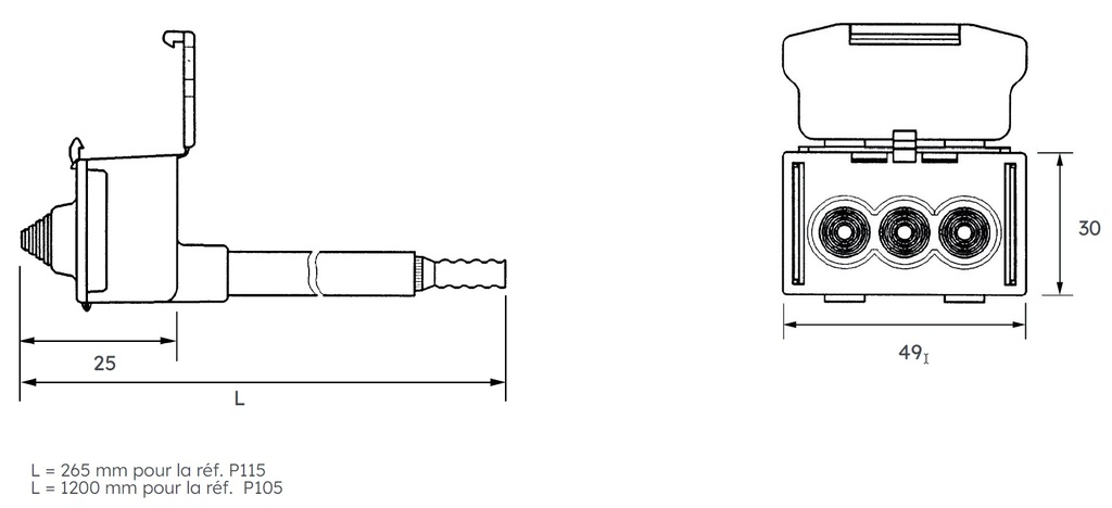 EMBOUT TRIPLE SORTIE DE DISJONCTEUR L265MM 6726155