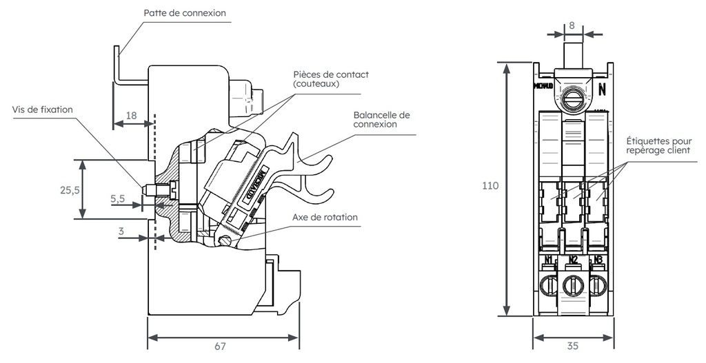 NEUTRE TRIPLE SECTIONNABLE AVEC PATTE 6940411
