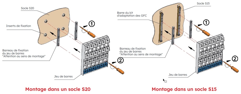 LOT DE 2 BARREAUX SUBSTITUTION GFC S25 *