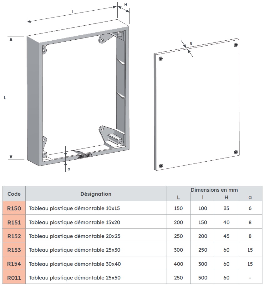 TABLEAU DEMONTABLE R153 250X300 DEMONTABLE