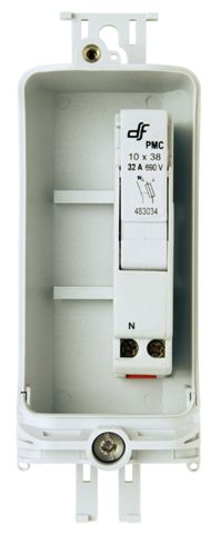 BOITIER FACADE COBOX-1FN-G 037458  + 1 PORTE FUSIBLE GRIS RAL7035